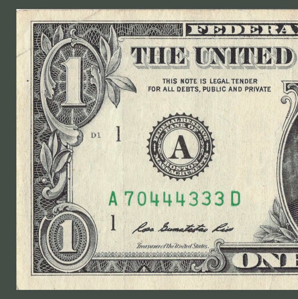 Two Triples 3s 4s KENTWOOD LA Zip Code Note 70444 $1 Dollar Bill A70444333D