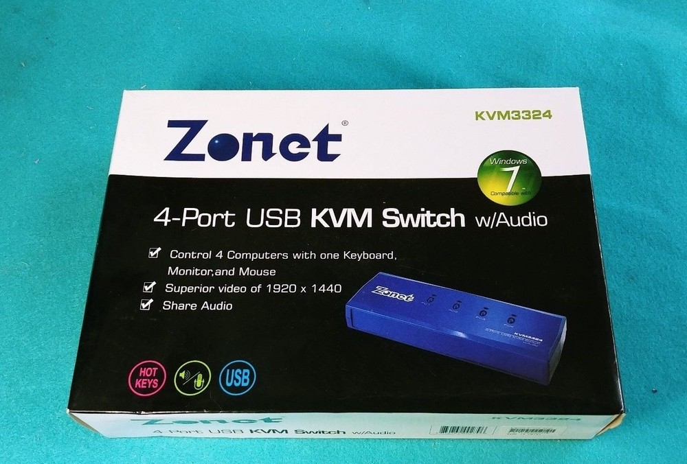 Zonet 4 Port USB KVM Switch Model KVM3324