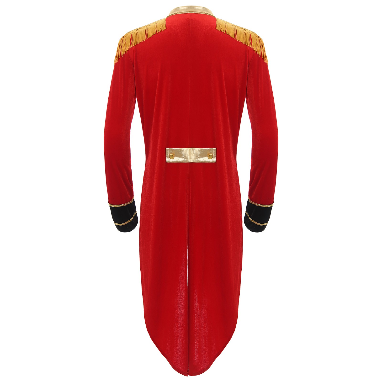 US YiZYiF Men Velvet Tassel Tailcoat Halloween Circus Ringmaster Cosplay Uniform