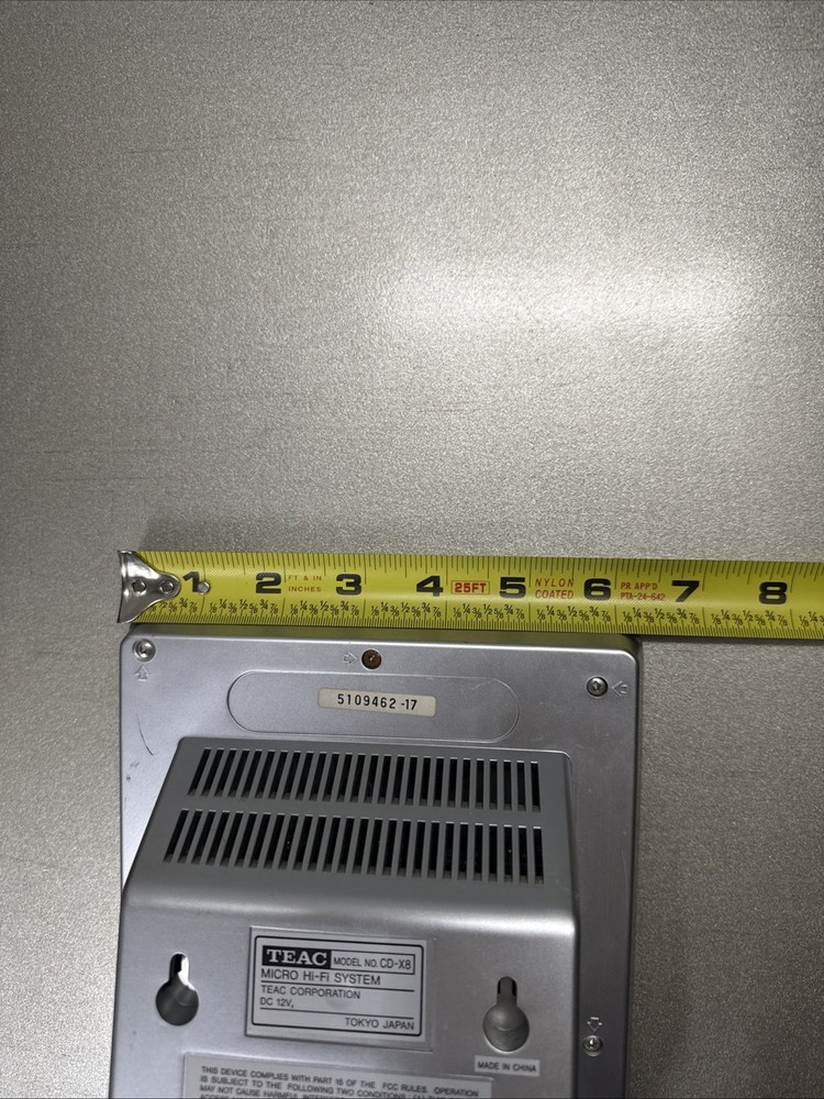 TEAC Micro Hi-Fi System CD-X8 Silver Receiver/CD Player Untested Read Below