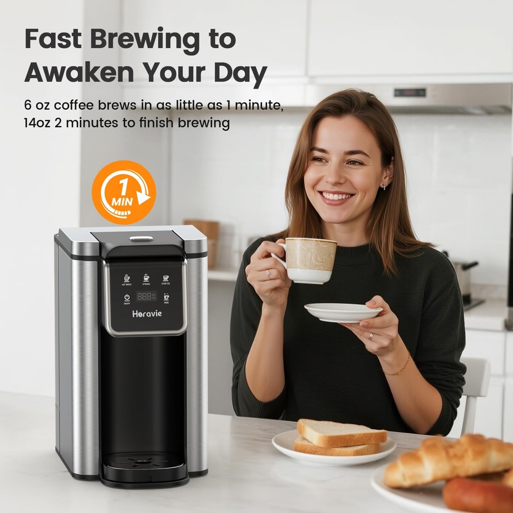 Single Serve Coffee Maker for K-Cups & Grounds, Hot & Iced Coffee Maker, Stro...