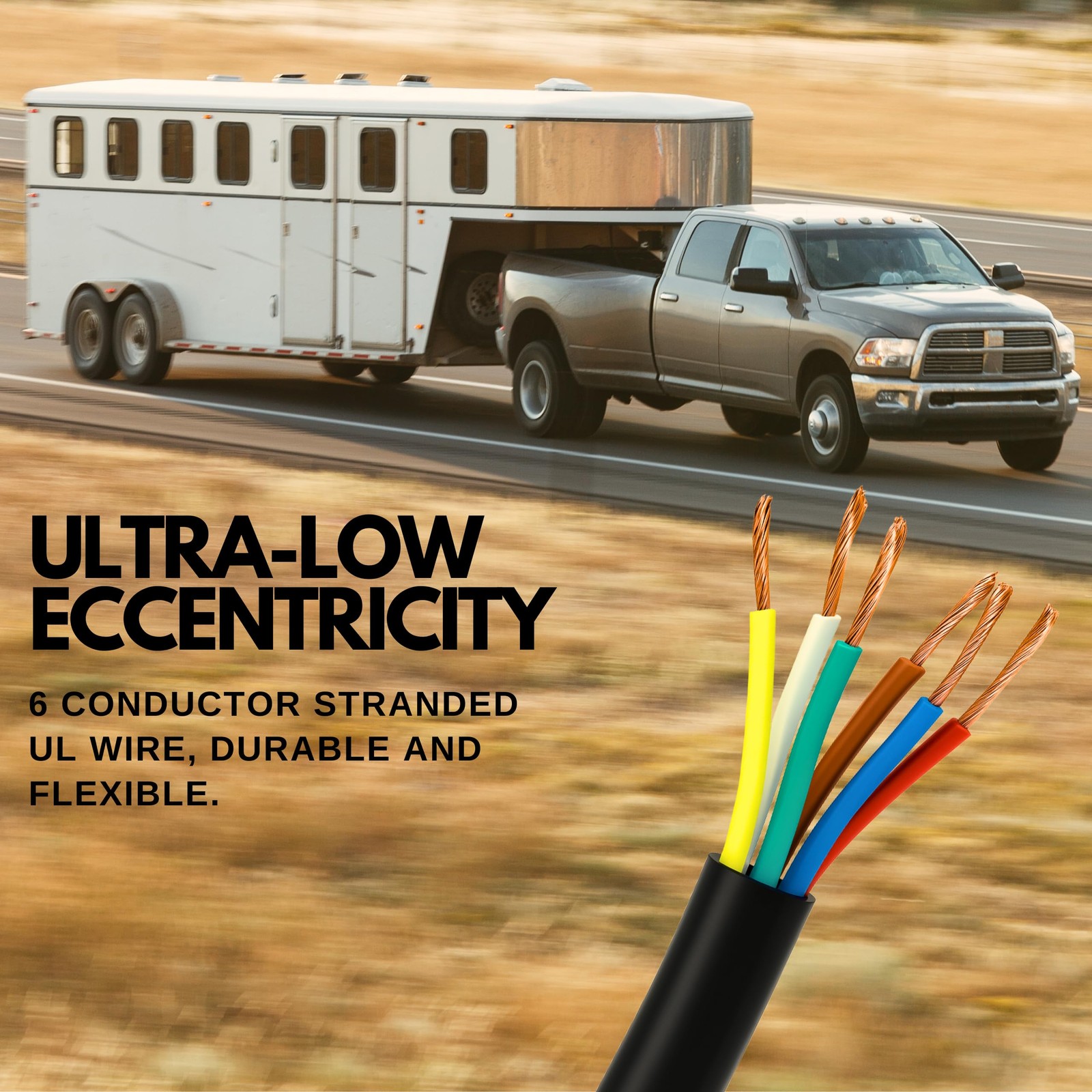 6 Way Trailer Wire Heavy Duty 14 AWG/Gauge CCA 6 Conductor Wire RV Trailer Tow