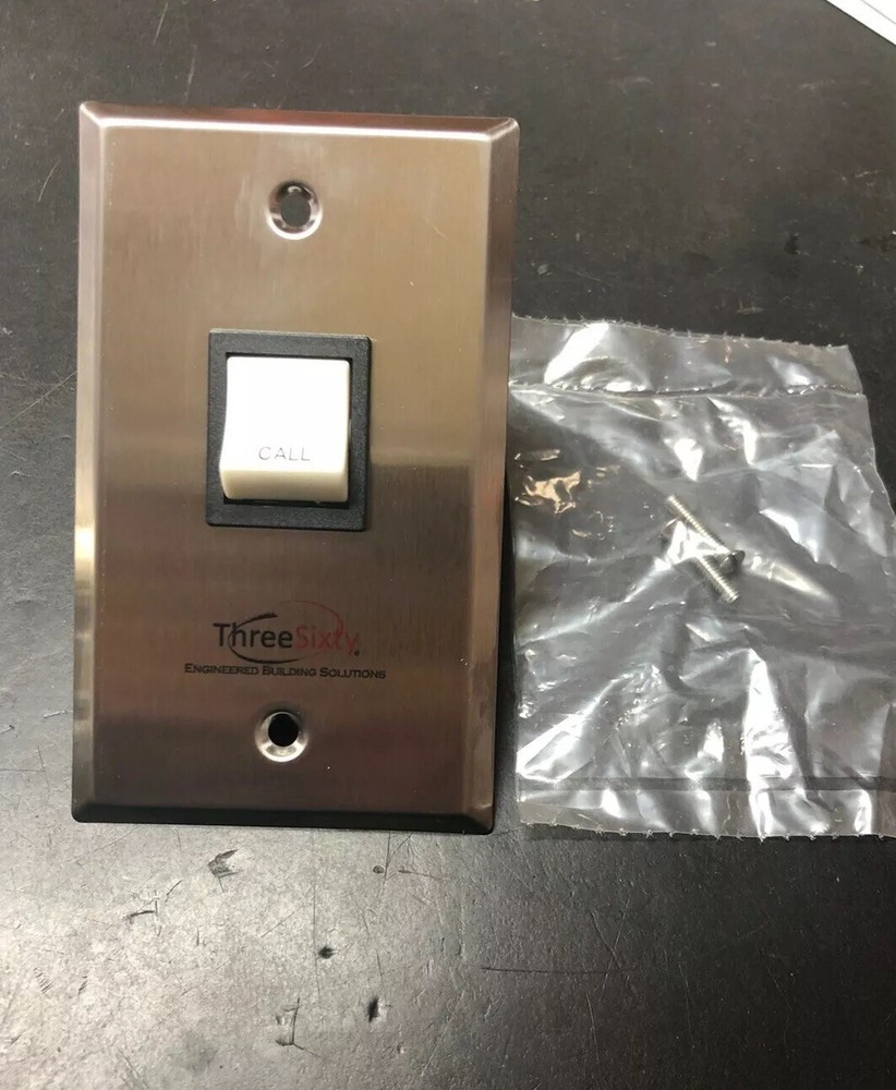 ThreeSixty Intercom Call Switch Single Gang Stainless Wall Plate Part # TQS2001