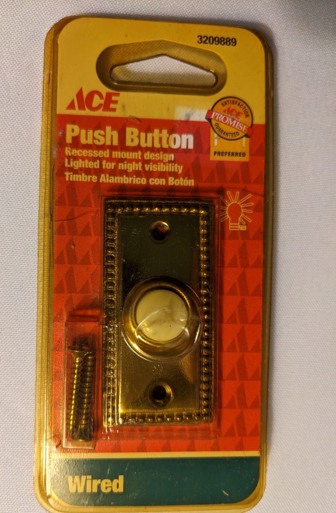 Vintage Illuminated Button Solid Brass Doorbell