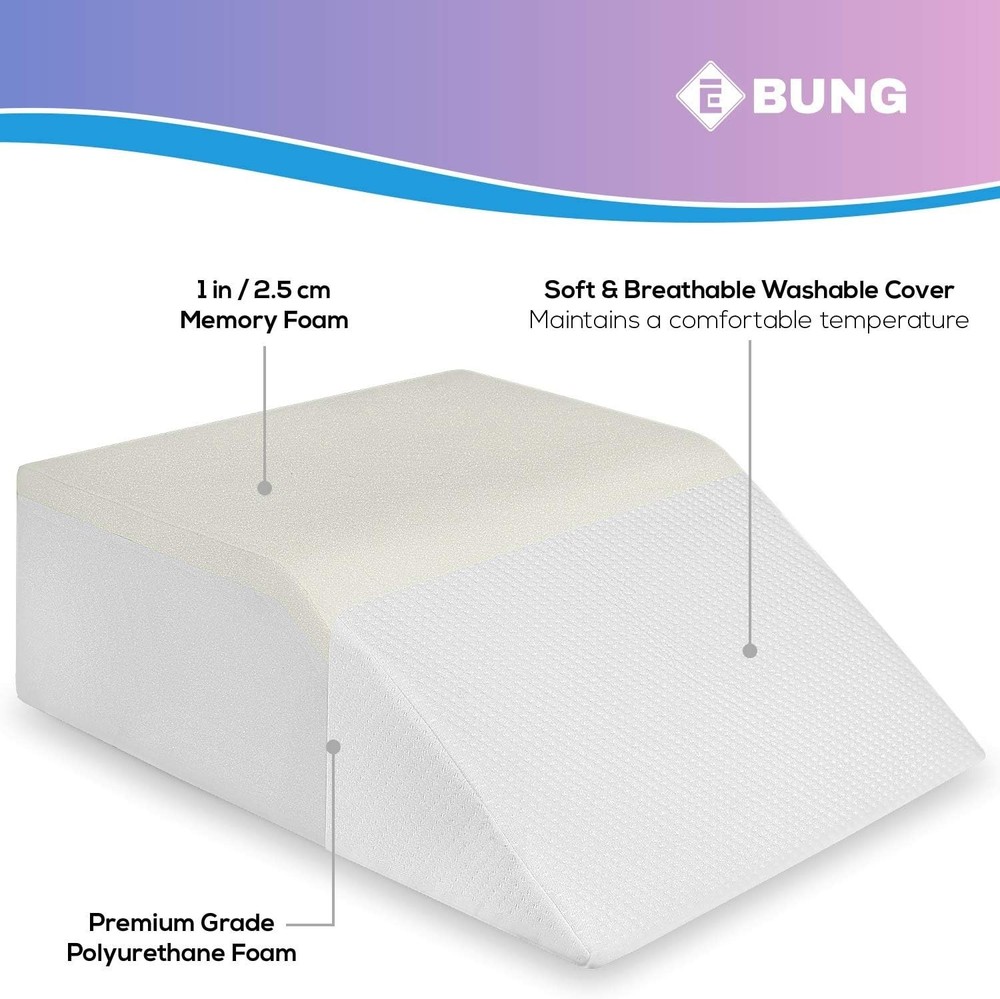 EBUNG Leg Elevation Pillow with Memory Foam - White