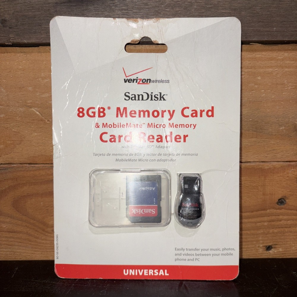 Verizon Sandisk 4GB Memory Card and MobileMate Micro Memory Card Reader A1