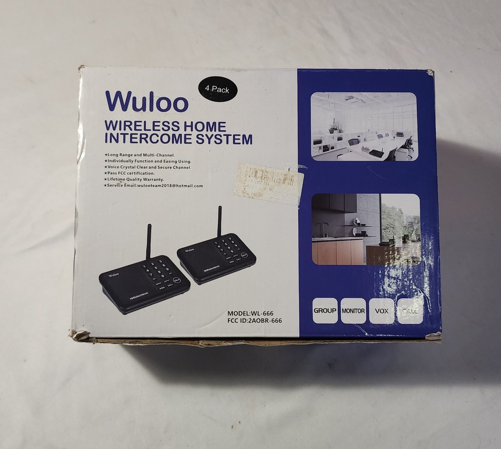 Wuloo Wireless Home Intercom System 4 Pack WL-666    ONE MILE RANGE