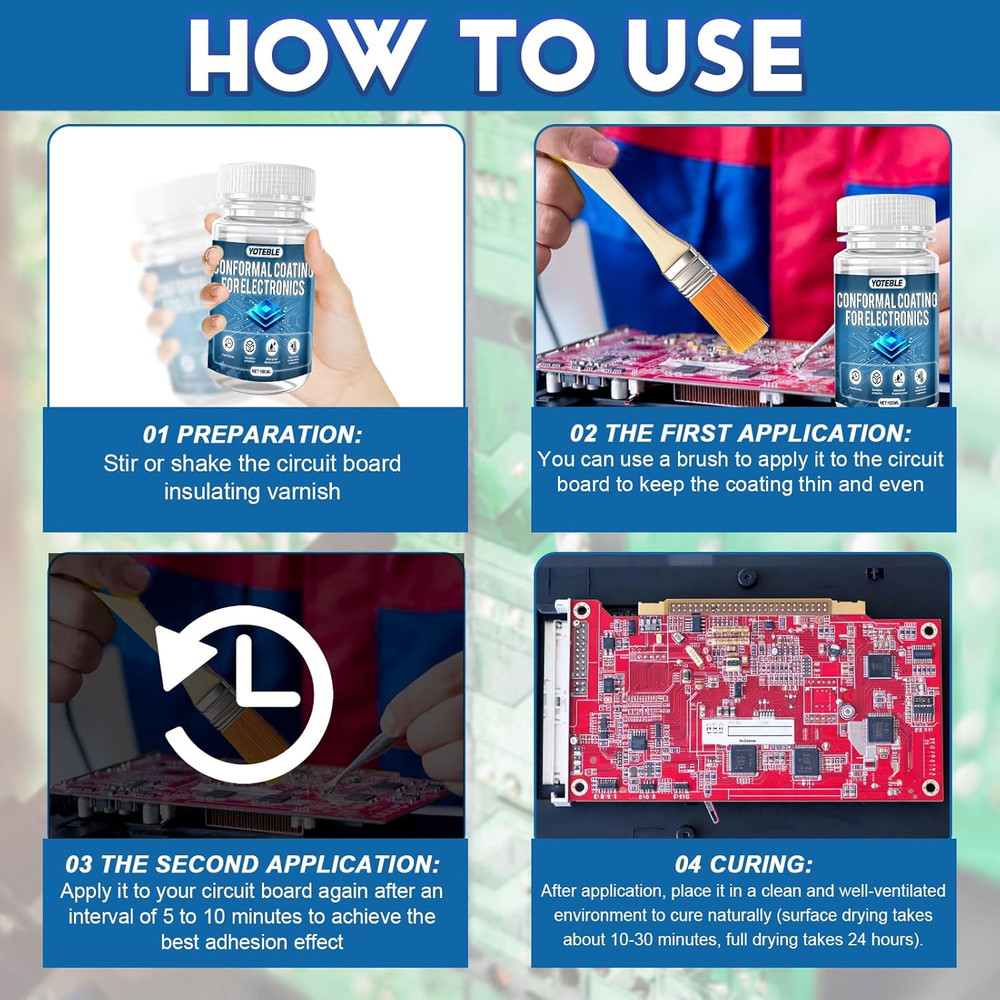 Conformal Coating for Electronics, Clear Insulating Varnish with Brush, Waterpro