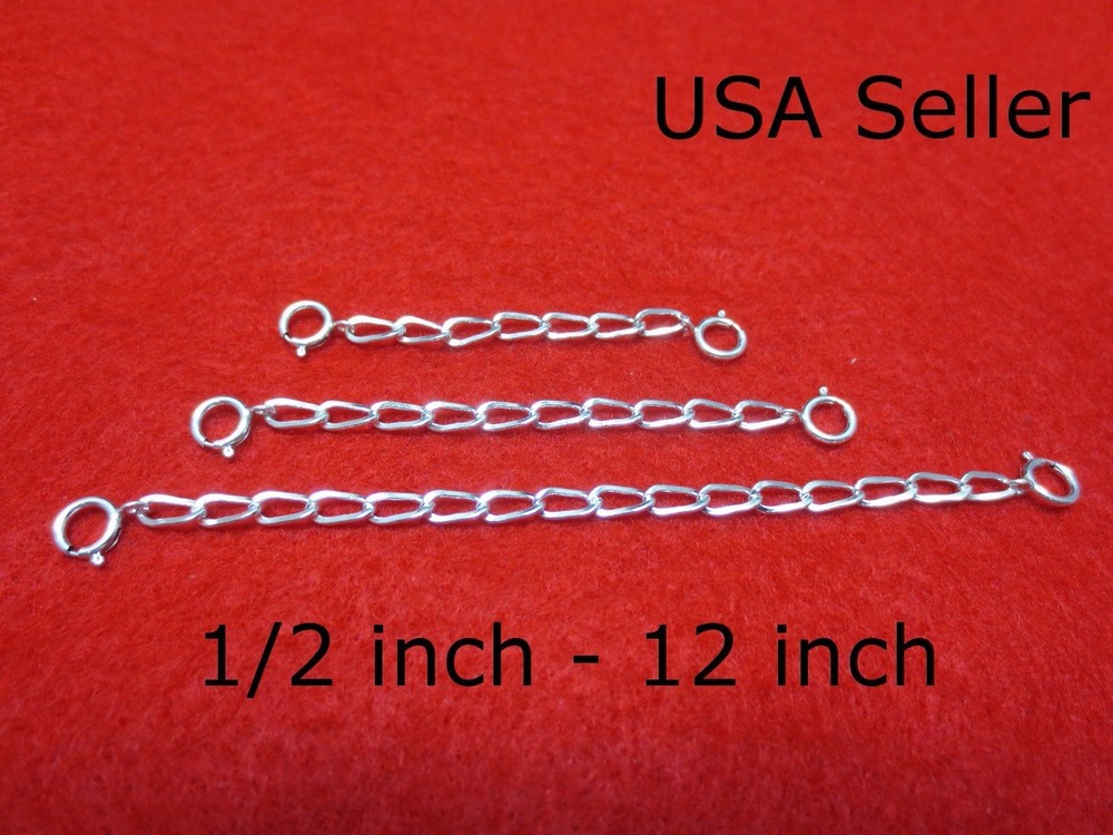 SOLID STERLING SILVER 3.0mm  2 INCHES EXTENDER / SAFETY CHAIN  W/ SPRING RING