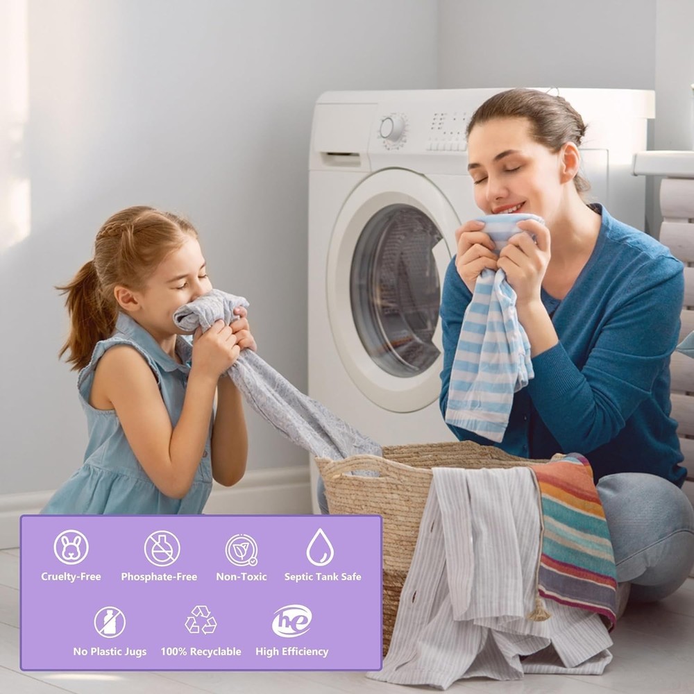 Laundry Detergent Sheets 50 Sheets, Lavender Scent, 100 Washes, Eco-Friendly