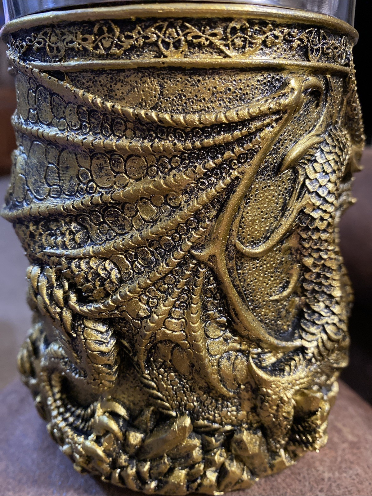 New Dungeon Dragon Jeweled Gemstone Sword Gold Drinking Mug Fantasy Mythical