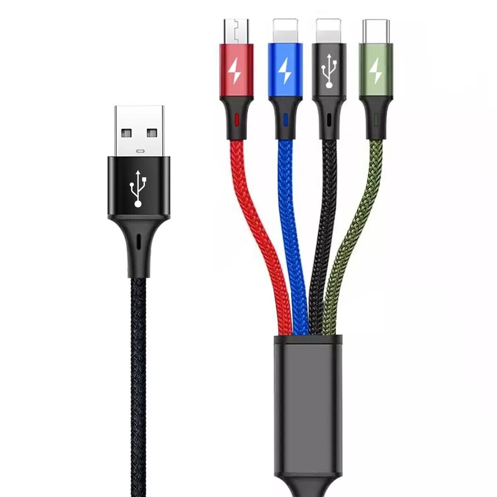 4 in 1 Multi USB Charging Cable Fast Charger Cord For iPhone/Type C/Micro