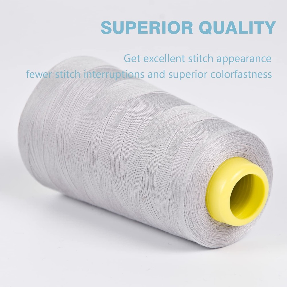 Serger Thread All-Purpose Thread for Sewing Gray Thread Polyester Sewing Thre...