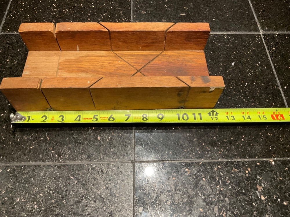 VINTAGE WOODEN MITER BOX SOLID WOOD
