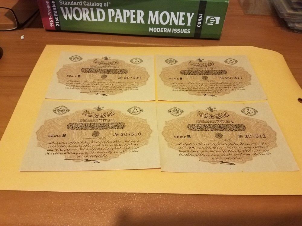 4 Turkey notes consecutive notes just light handling only otherwise UNC