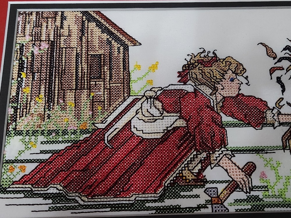 Professionally Matted Needlepoint Art Ready to Frame Dinner Time