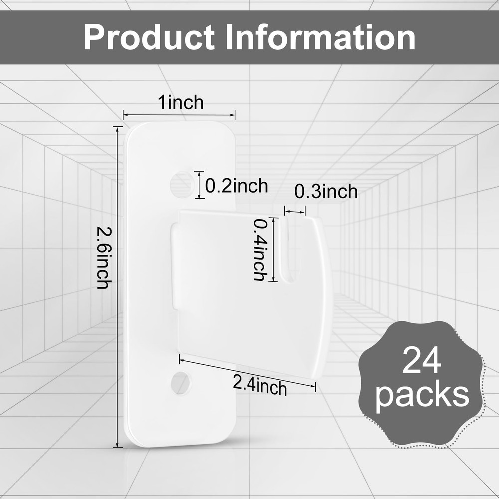 24 PCS Gridwall Mount Brackets Metal Grid Wall Panel Display Hooks White Shop