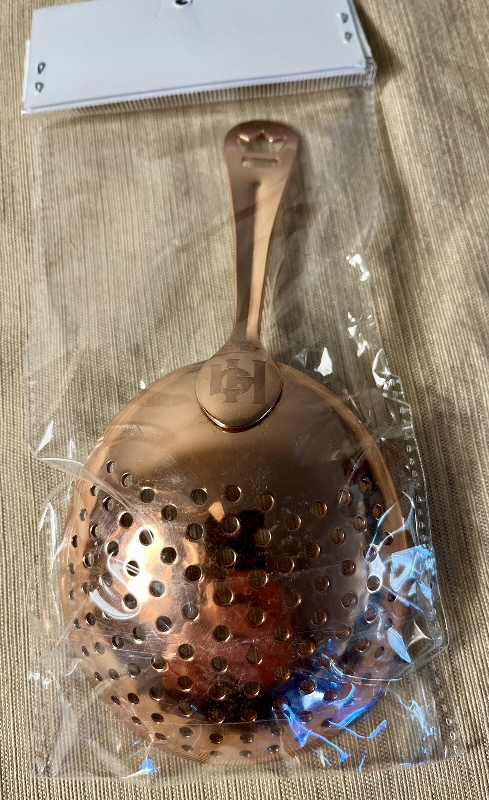 Basil Hayden Bourbon Copper Bar Cocktail Strainer Julep Strainer Slotted Spoon