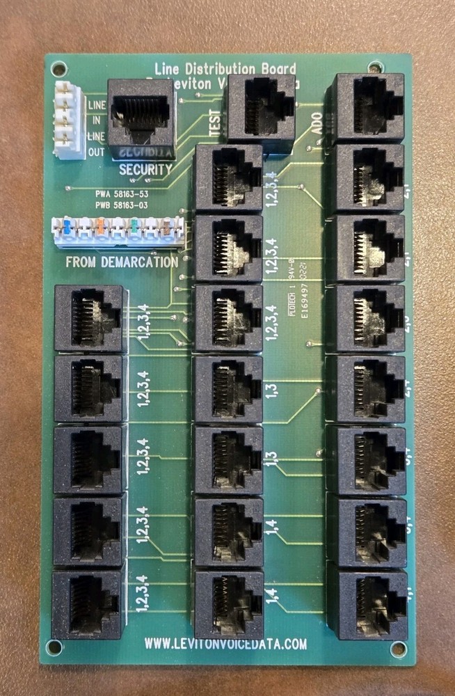 Leviton Line Distribution Board Voice & Data Board Plus 3 Patch Cables (New)