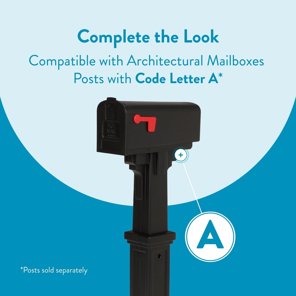 Architectural Mailboxes Parsons Medium Capacity, Plastic Post Medium, Black