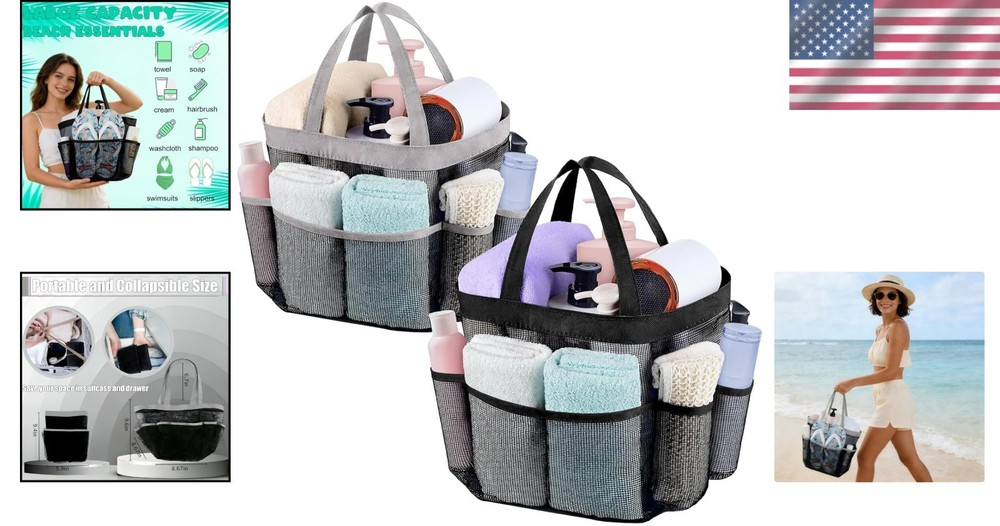 2 Pack Mesh Shower Caddy - Portable Quick Drying Bag for Dorm Room Essentials