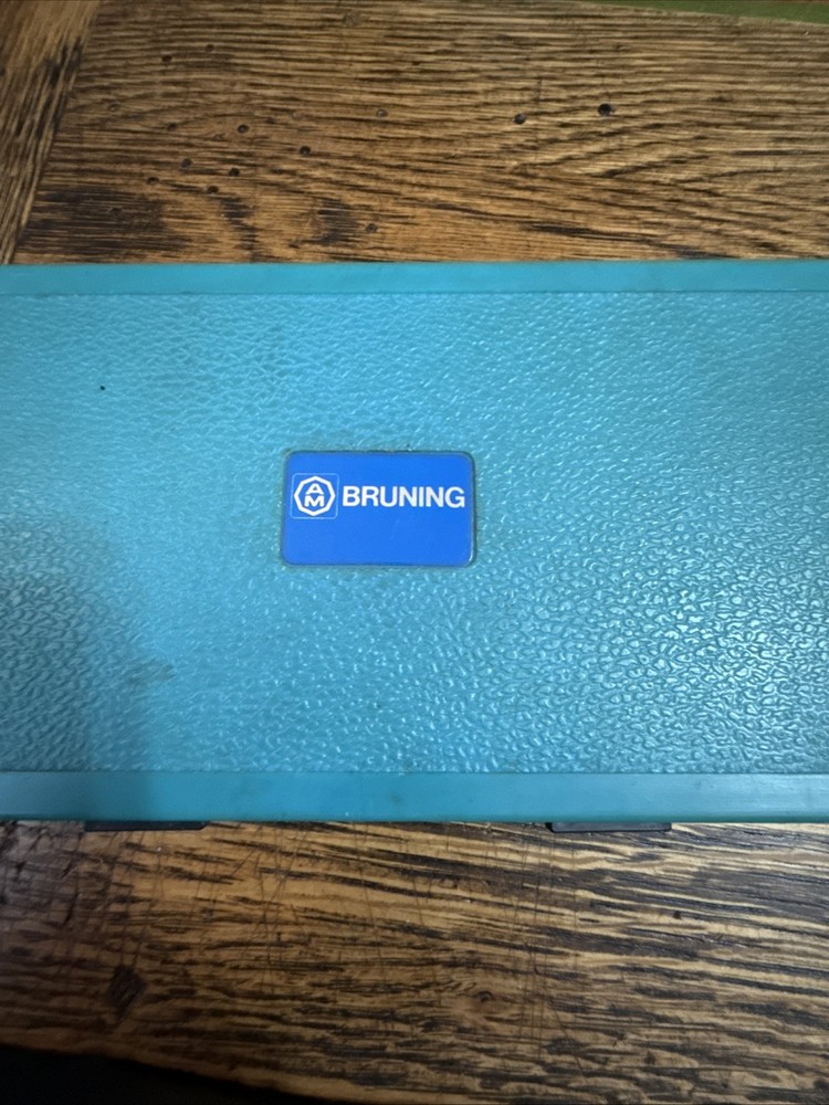 Vtg BRUNING Drafting Compass & Tools Vintage Engineering in Case Germany