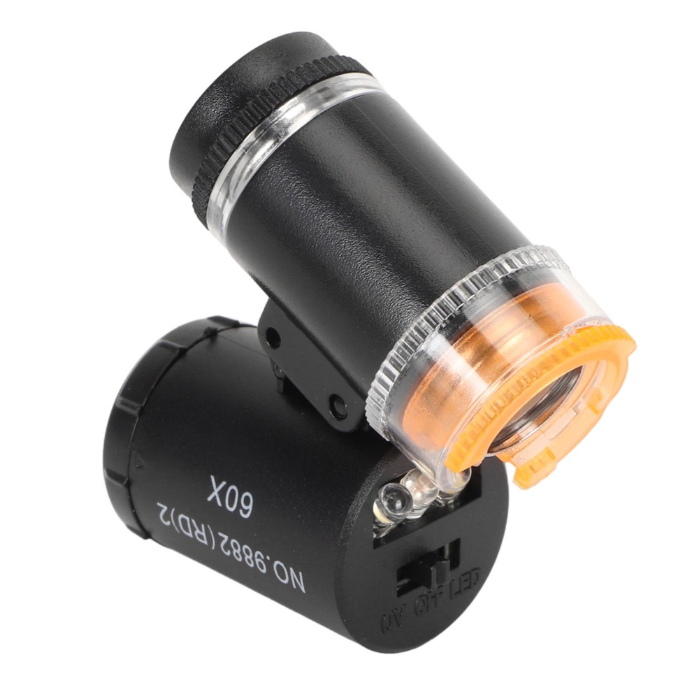 Mini 60X LED Microscope & UV Currency Detector Adjustable Light Angle PocketNew☚