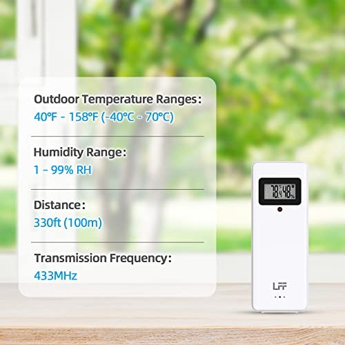 Wireless Remote Sensor With Indoor Outdoor Temperature and Humidity, LCD