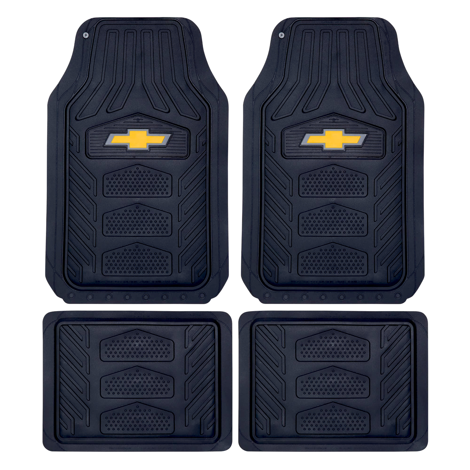 Chevy Bowtie Logo Heavy Duty Truck SUV Car All Weather Rubber 4pc Floor Mats Set