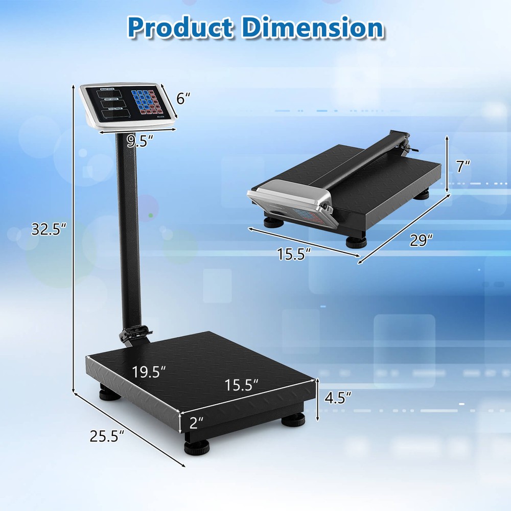 Digital Shipping Postal Scale 660 LBS Load 0.1 LBS Accuracy Floor Scale
