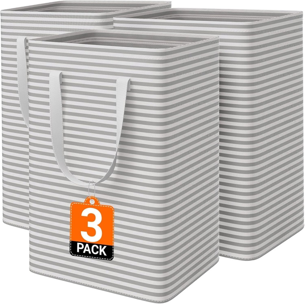 3 Pack Laundry Basket, Waterproof & Freestanding Large Laundry Hamper, Collapsib