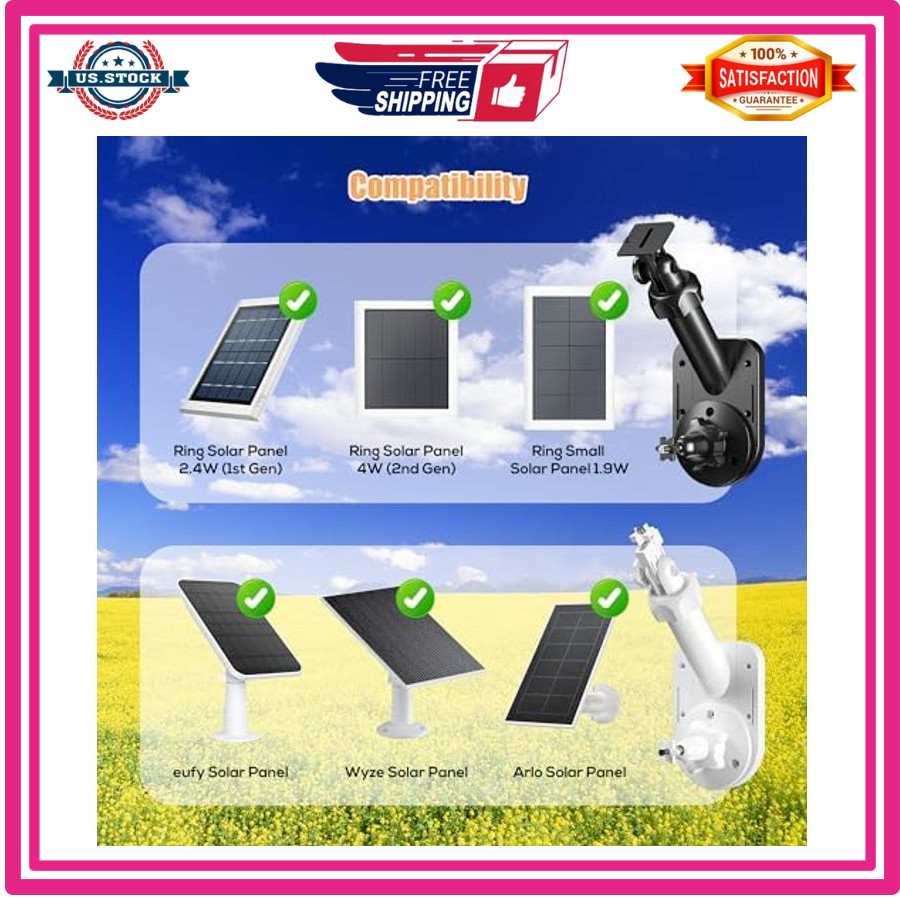 2 in 1 Wall Mount for Cameras Solar Panel Compatible Ring Blink Arlo