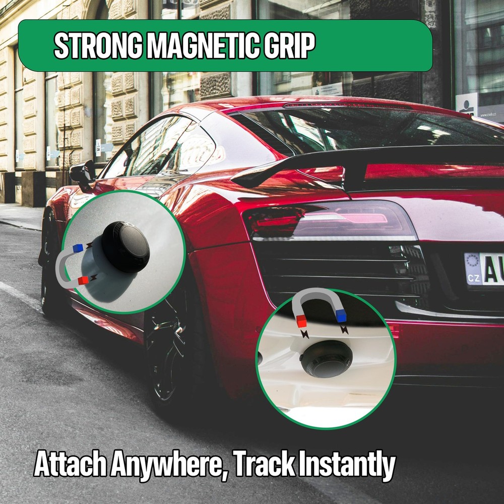 Magnetic Hidden GPS Tracker for Vehicles – Android Only, Long Battery Black