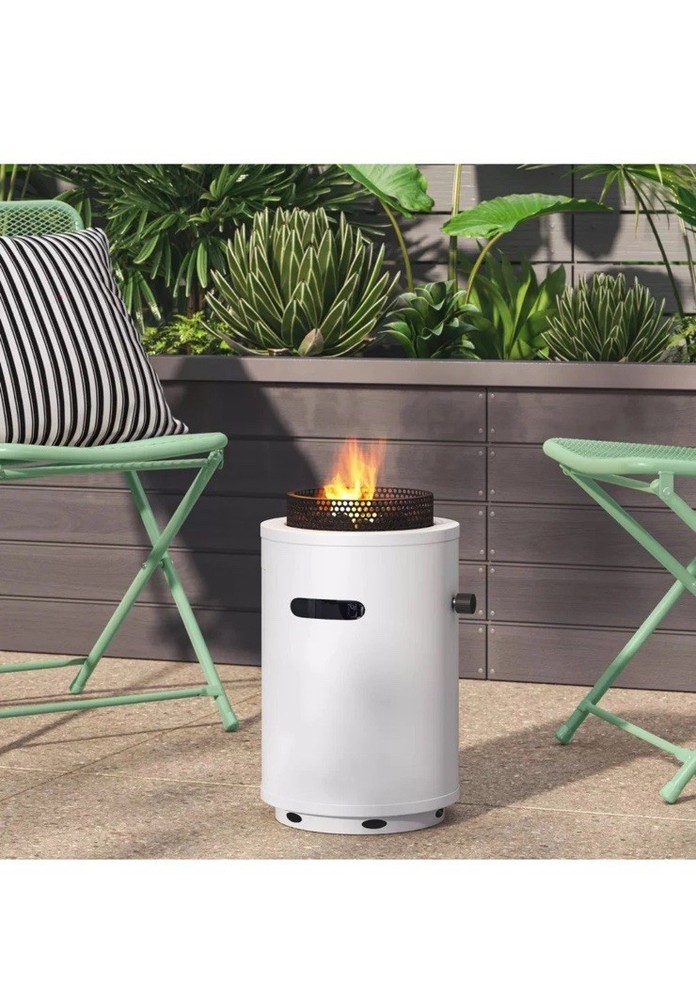1lb Round Column Fire Pit White - Room Essentials