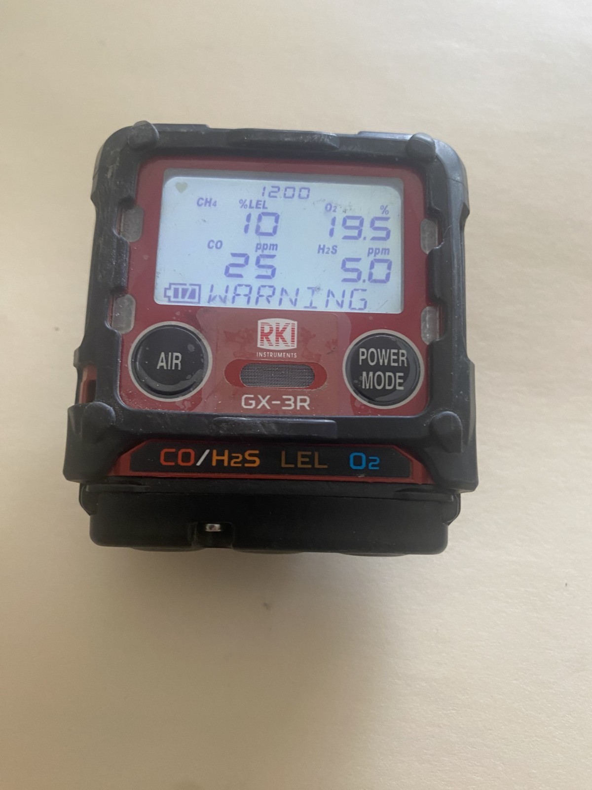 RKI GX-3R 4 Gas Monitor Detector (CO/H2S/LEL/O2)