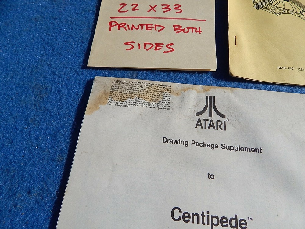 1981 Atari CENTIPEDE video game schematic package supplement to operators manual