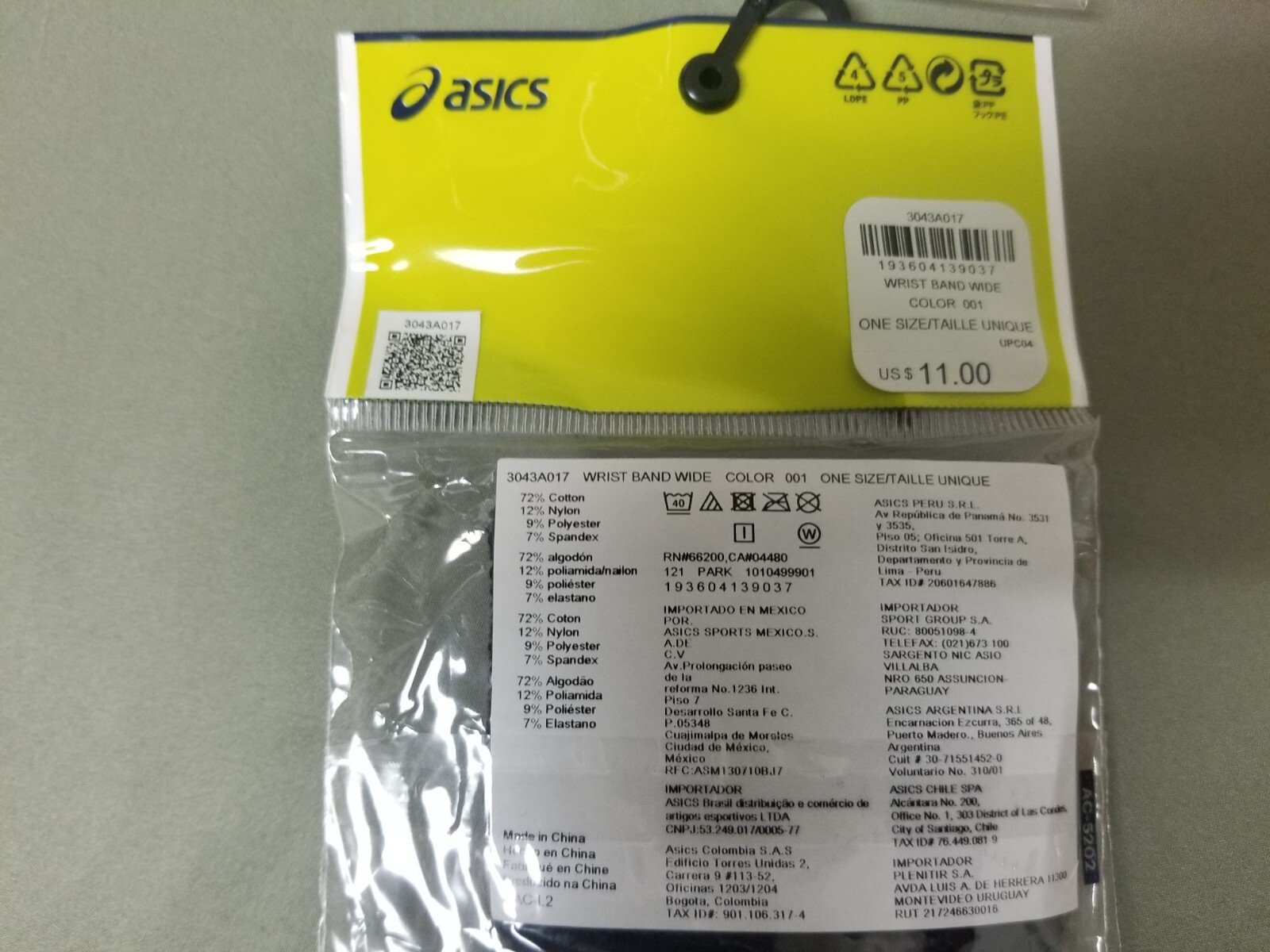 New Asics Wide Wristbands Sweatbands. 5 Colors To Choose.