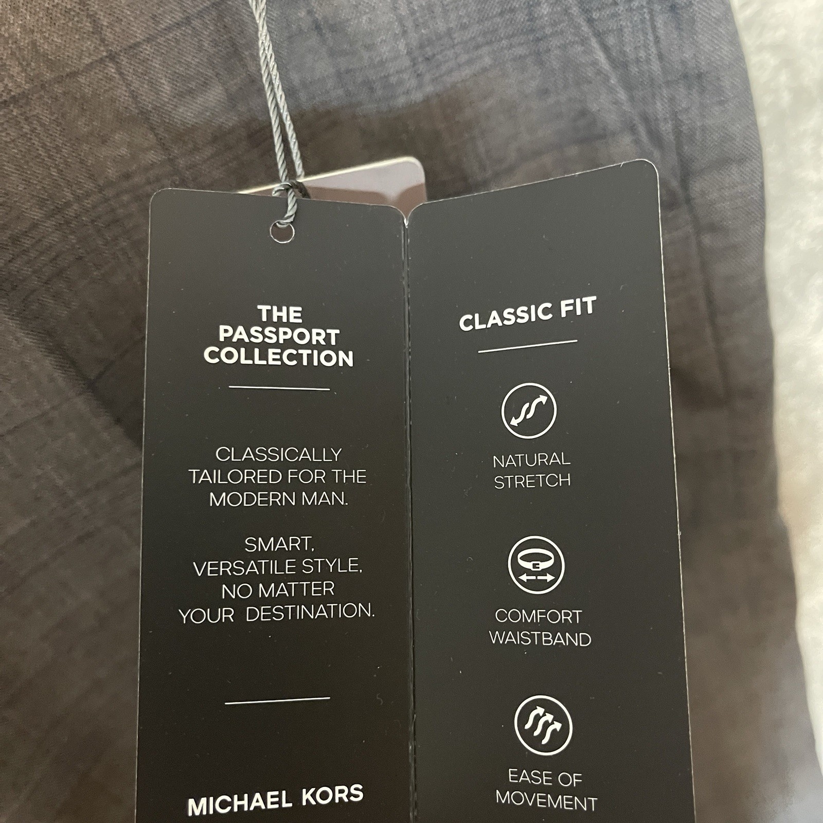 Michael Kors Mens Malone Classic Fit Plaid Stretch Suit Pants Gray Blue Passport