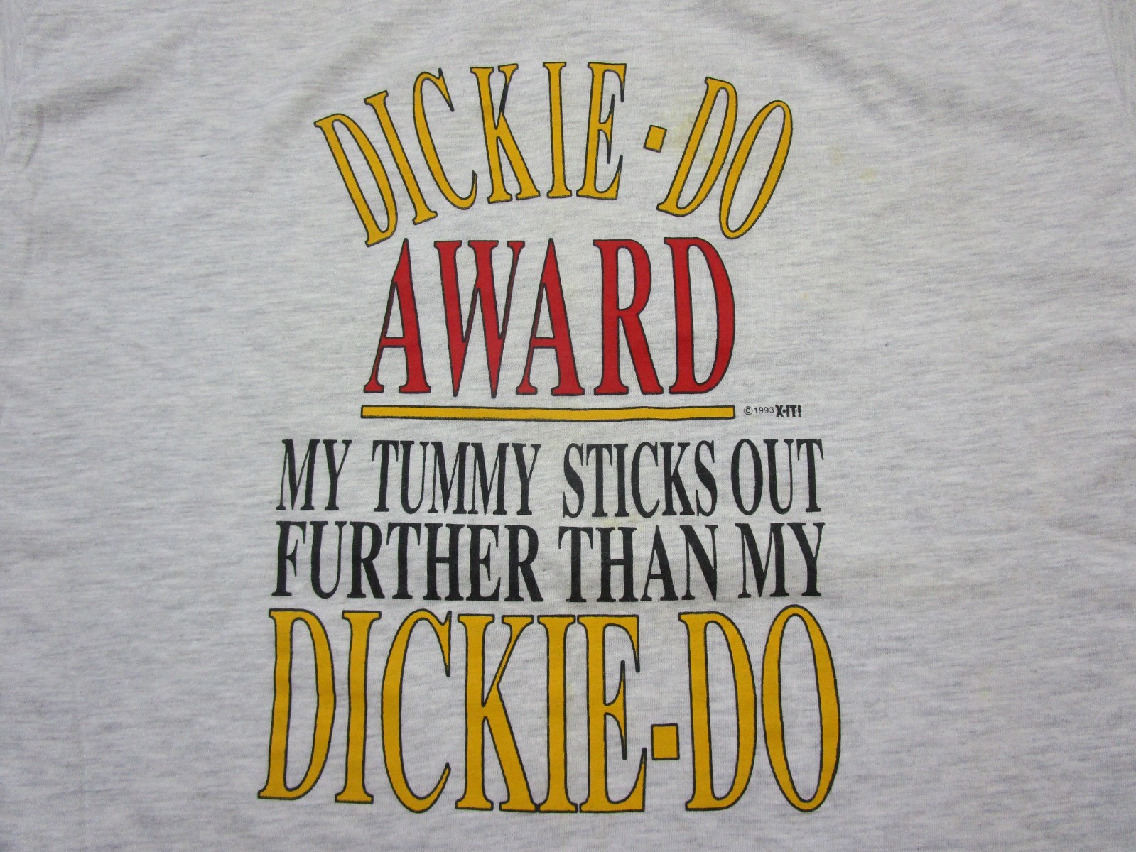 Vintage Funny Joke T Shirt (XL) "Dickie-Do Award" Quote 1990s Adult Humor