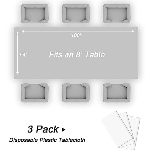 White Plastic Tablecloth Disposable Table Covers White Table 3 Pack A2 White