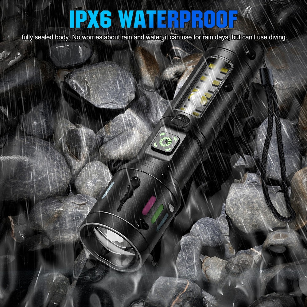 350000000 Lumen Super Bright LED Tactical Flashlight Rechargeable LED Work Light