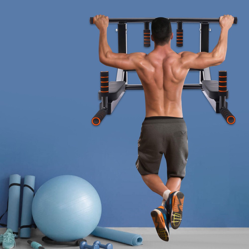 Wall-Mounted Dip Stand for Pull-Ups, Leg Lifts, and Home Workouts