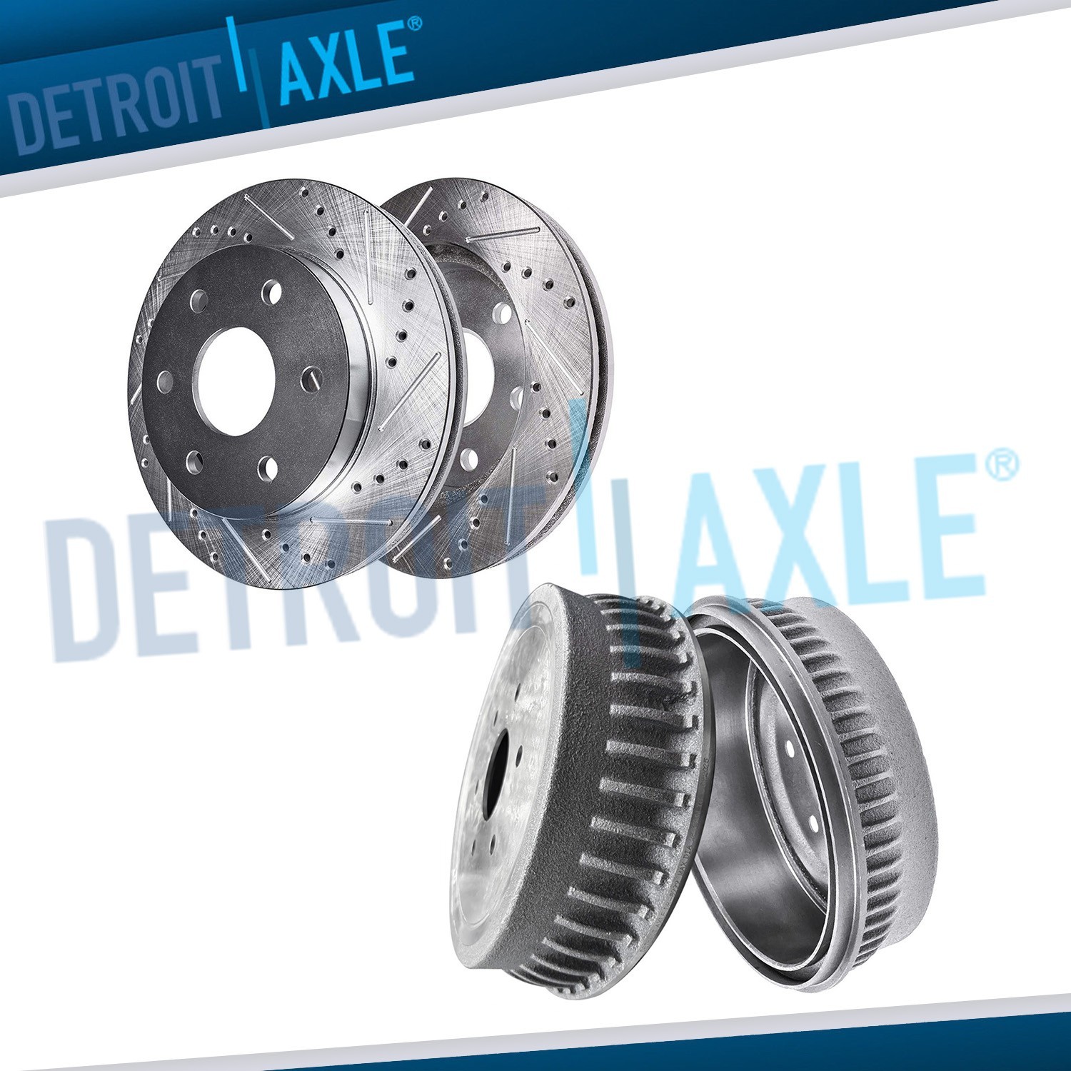 Front Drilled Brake Rotors Rear Drums for 1992-1999 Tahoe Yukon K1500 Suburban