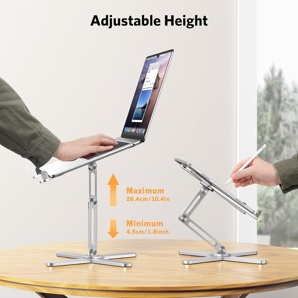 LA10 360° Rotating Laptop Stand Riser for Desk, Ergonomic Foldable Computer Stan
