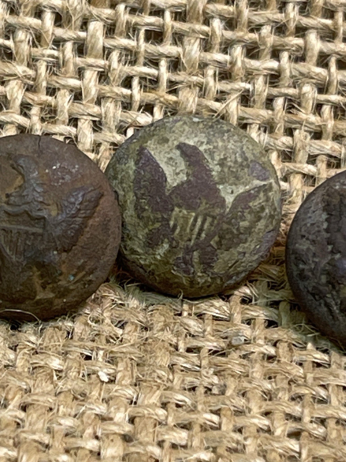 Four Dug Civil War Eagle General Service Cuff Buttons Complete With Shanks N. Ga