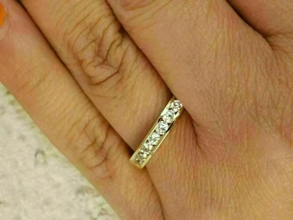 2.00 Ct Round Cut Natural Diamond Eternity Wedding Band 18K Yellow Gold Size 7 8