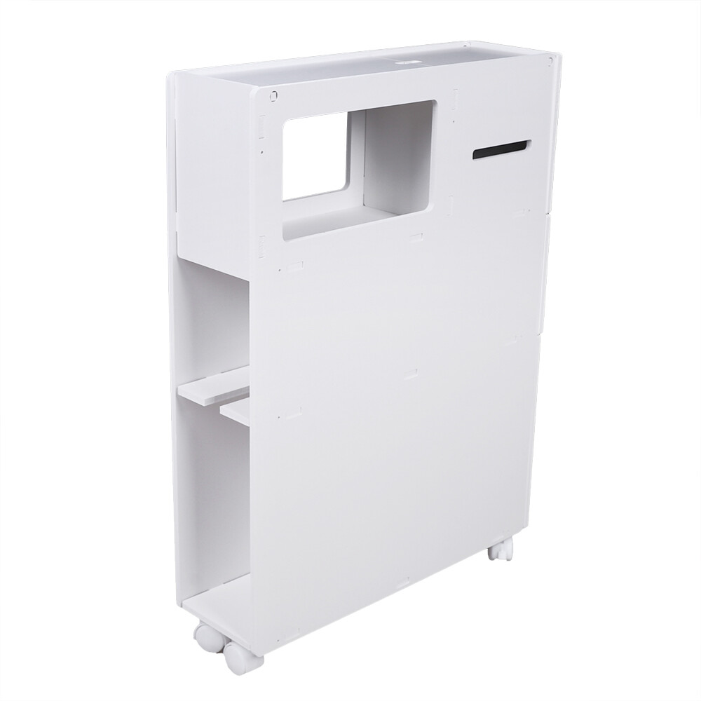 Slim Bathroom Storage Cabinet Floor Standing Toilet White Narrow Cupboard Shelf