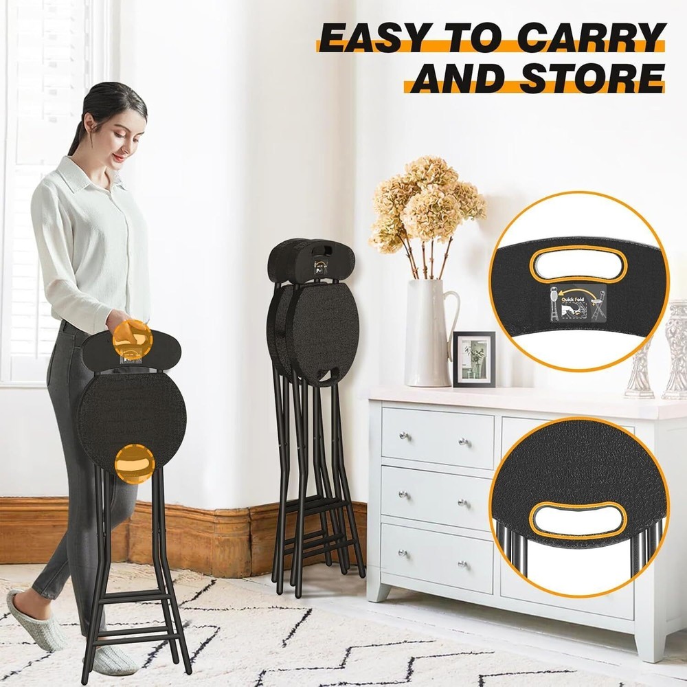 2 Pack 24"Folding Bar Stool w/Backrest and Handle Foldable Counter Height Stool