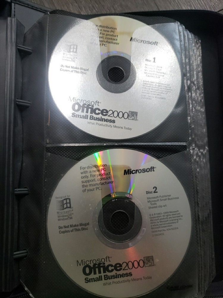 Microsoft Office 2000 Small Business Discs 1 & 2 Software CD-Rom ~TESTED~ Vtg