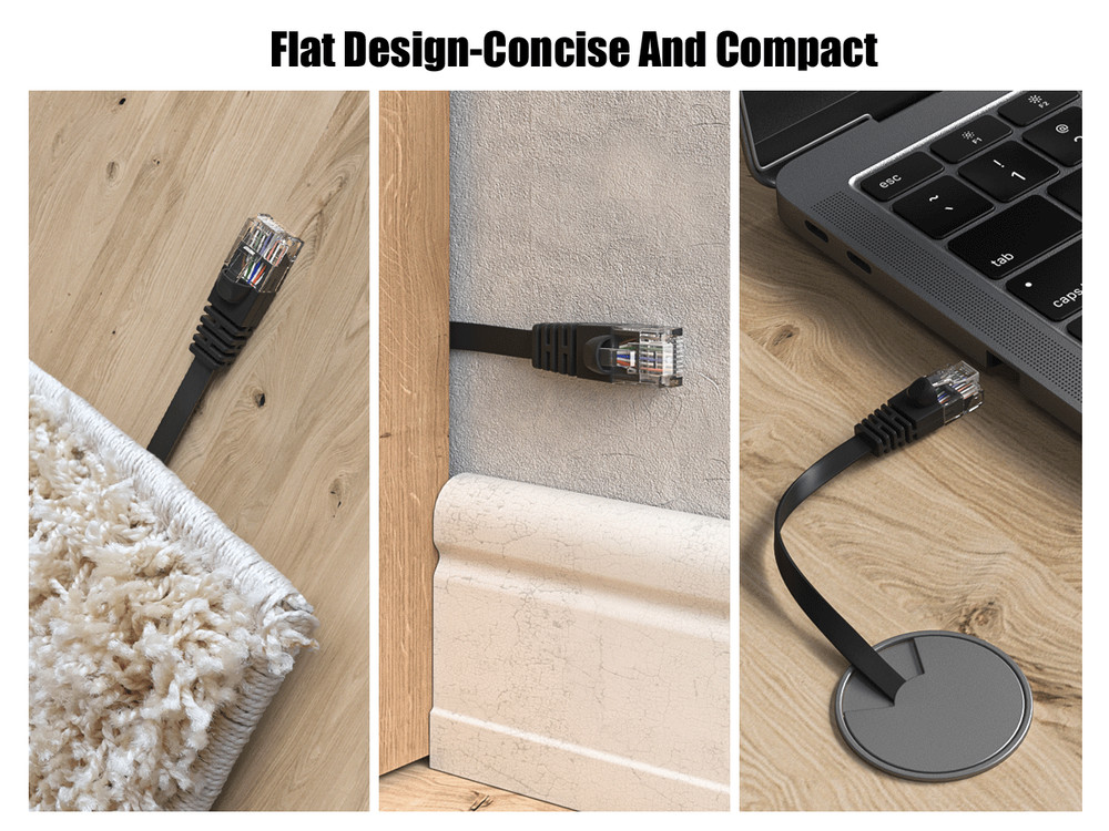 45ft Cat6 Flat Ethernet Network Patch Cable UTP Snagless 32AWG Bare Copper, B...